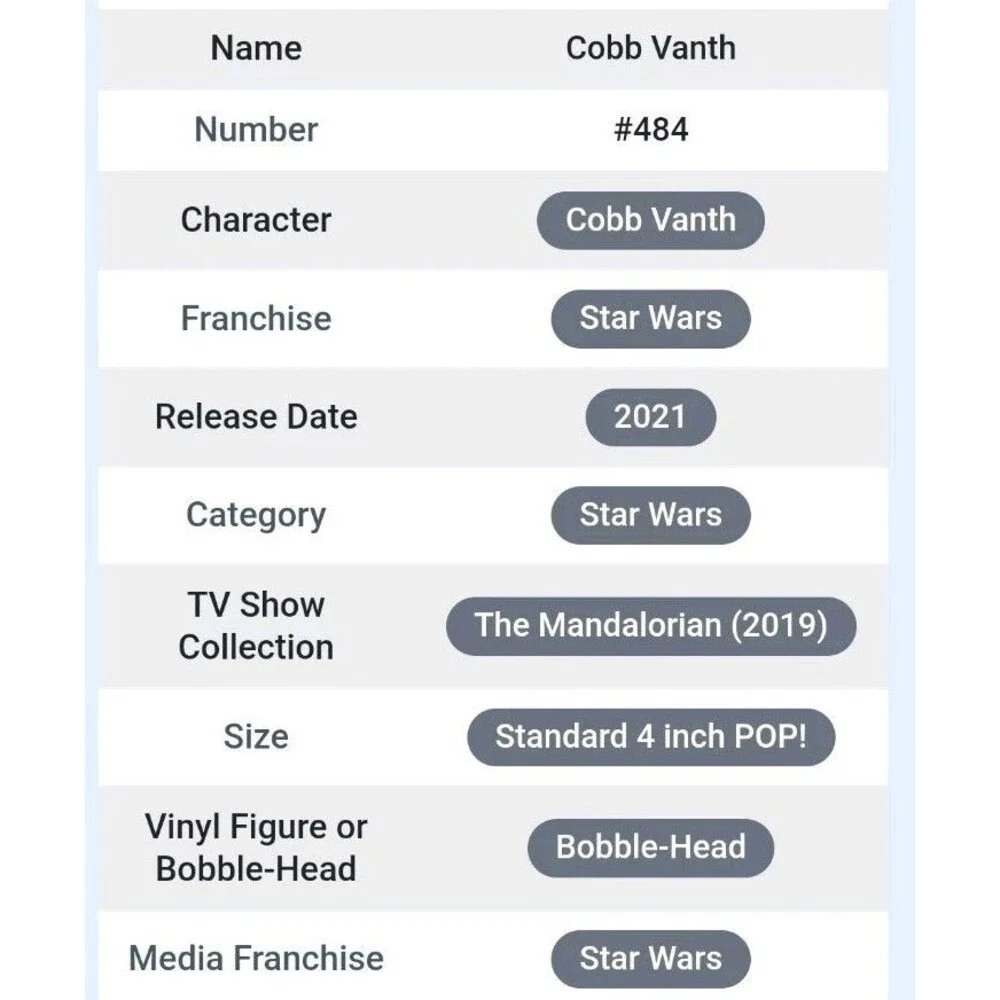 NIB Funko POP! Star Wars Cobb Vanth #484 Figure